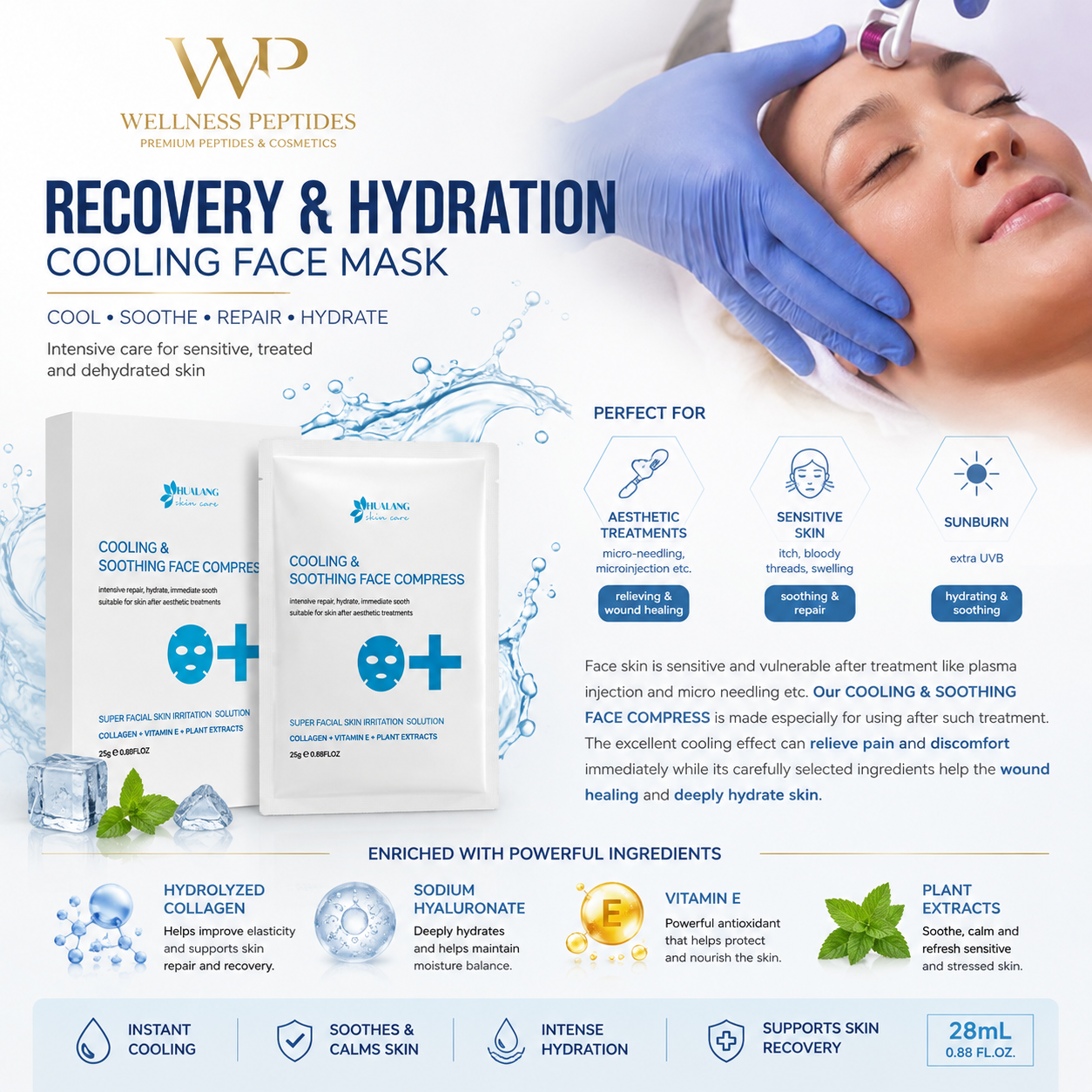 Recovery & Hydration Cooling Face Mask – 28mL (5-Pack)